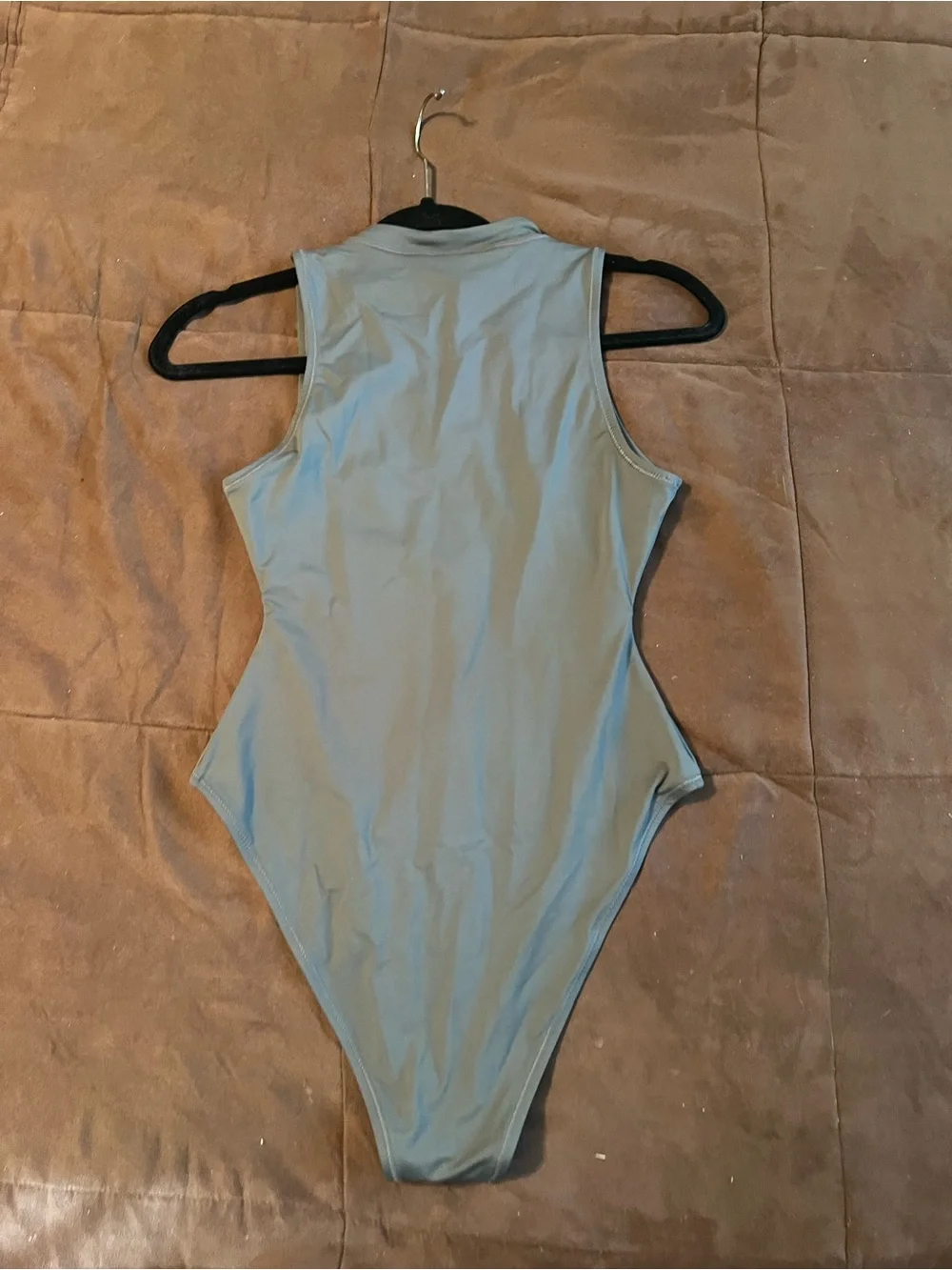 SKIMS Sleeveless Zip-Front One-Piece in Light Gray